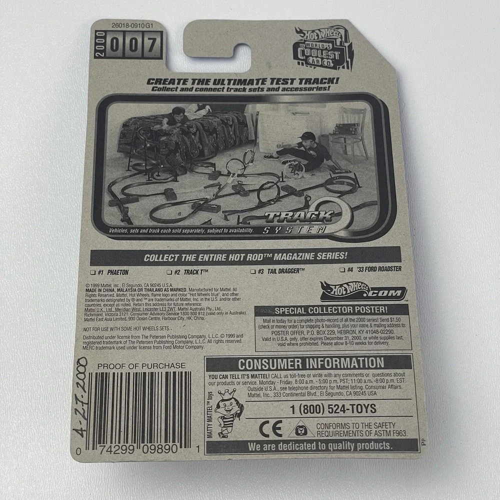 Mattel 2000 Hot Wheels Hot Rod Magazine Tail Dragger 007 Pearl White 3 of 4